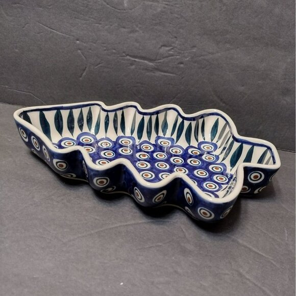 Polish Pottery Manufaktura Boleslawcu Christmas Tree Dish 9.5\